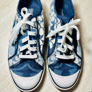 Coach Blue & White Signature Canvas Sneakers women’s 11B